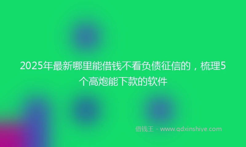 2025年最新哪里能借钱不看负债征信的，梳理5个高炮能下款的软件