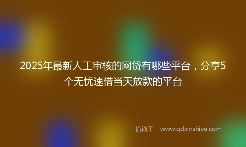 2025年最新人工审核的网贷有哪些平台，分享5个无忧速借当天放款的平台