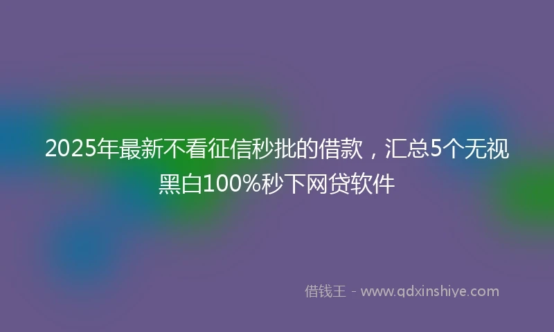 2025年最新不看征信秒批的借款，汇总5个无视黑白100%秒下网贷软件