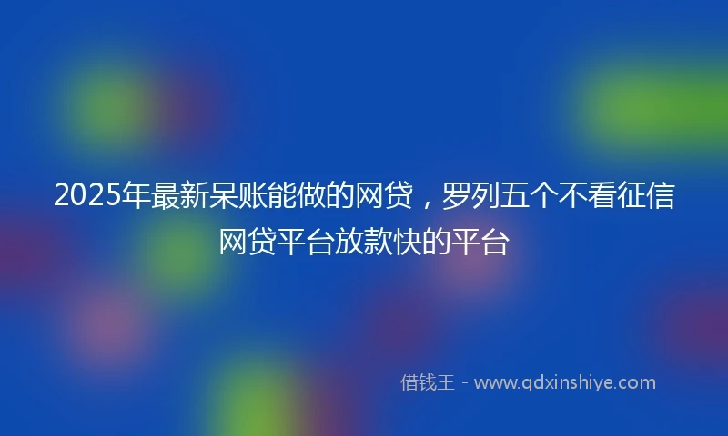 2025年最新呆账能做的网贷，罗列五个不看征信网贷平台放款快的平台