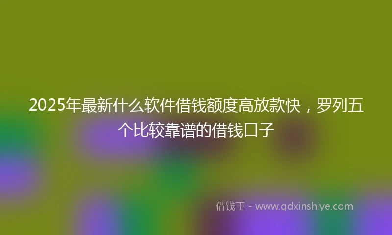 2025年最新什么软件借钱额度高放款快，罗列五个比较靠谱的借钱口子