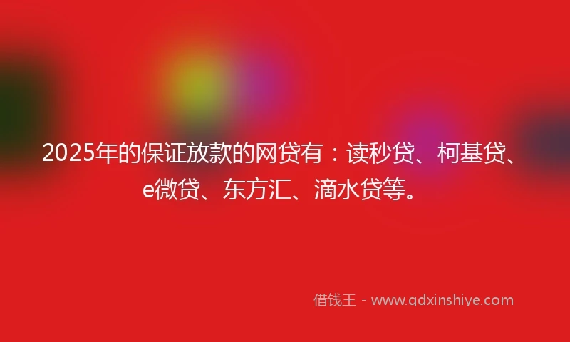 2025年的保证放款的网贷有：读秒贷、柯基贷、e微贷、东方汇、滴水贷等。