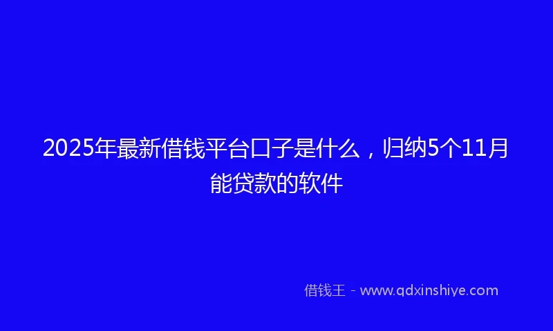 2025年最新借钱平台口子是什么，归纳5个11月能贷款的软件