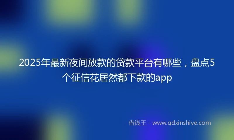 2025年最新夜间放款的贷款平台有哪些，盘点5个征信花居然都下款的app