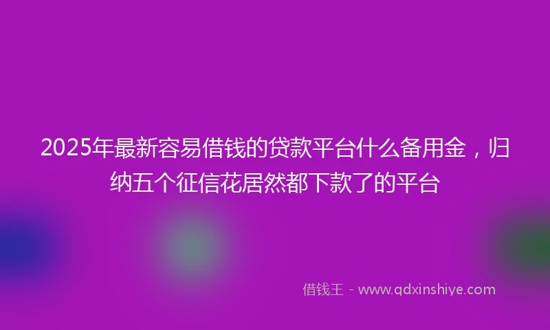 2025年最新容易借钱的贷款平台什么备用金，归纳五个征信花居然都下款了的平台