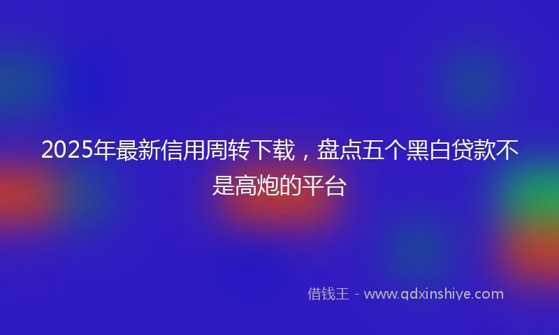 2025年最新信用周转下载，盘点五个黑白贷款不是高炮的平台