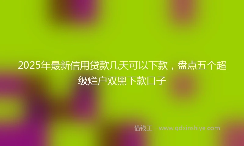 2025年最新信用贷款几天可以下款，盘点五个超级烂户双黑下款口子