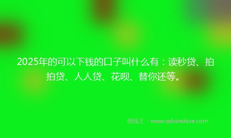 2025年的可以下钱的口子叫什么有：读秒贷、拍拍贷、人人贷、花呗、替你还等。