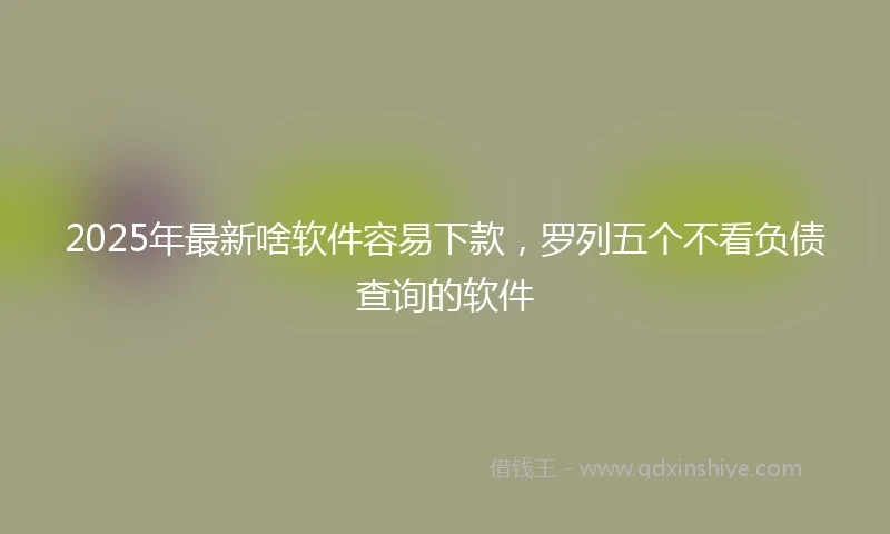 2025年最新啥软件容易下款，罗列五个不看负债查询的软件