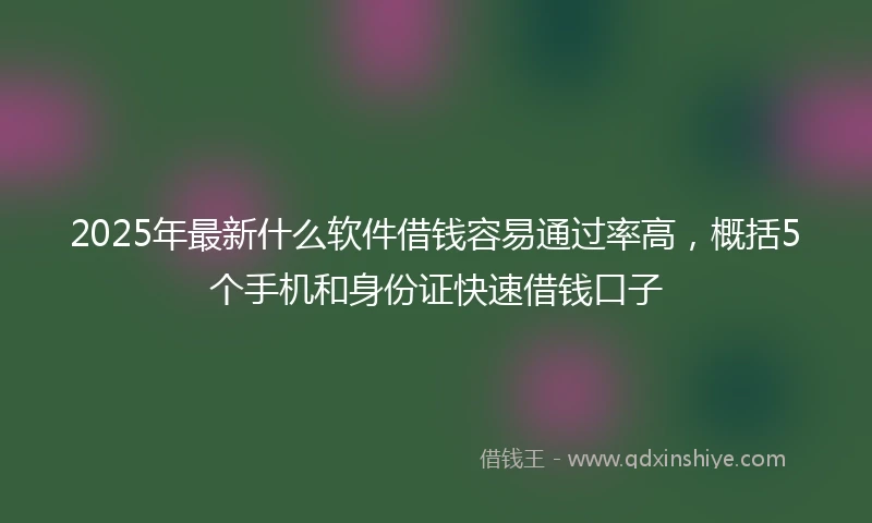 2025年最新什么软件借钱容易通过率高，概括5个手机和身份证快速借钱口子