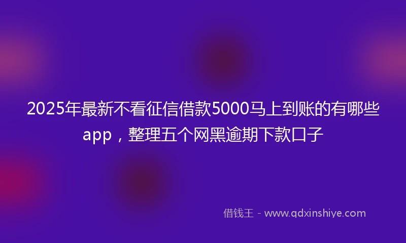 2025年最新不看征信借款5000马上到账的有哪些app，整理五个网黑逾期下款口子