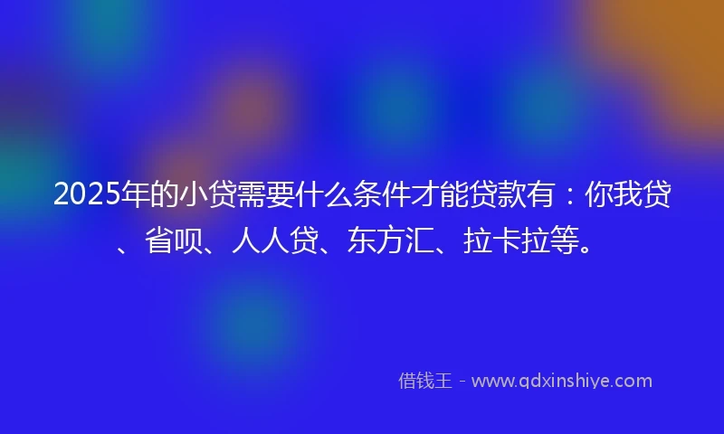 2025年的小贷需要什么条件才能贷款有：你我贷、省呗、人人贷、东方汇、拉卡拉等。