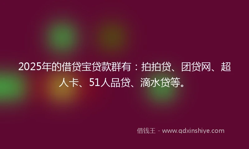 2025年的借贷宝贷款群有：拍拍贷、团贷网、超人卡、51人品贷、滴水贷等。
