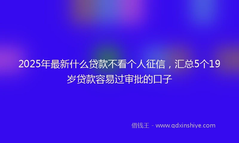 2025年最新什么贷款不看个人征信，汇总5个19岁贷款容易过审批的口子