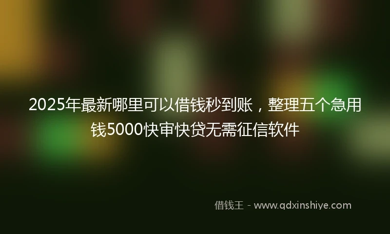 2025年最新哪里可以借钱秒到账，整理五个急用钱5000快审快贷无需征信软件