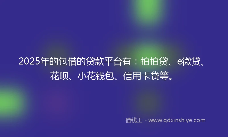 2025年的包借的贷款平台有：拍拍贷、e微贷、花呗、小花钱包、信用卡贷等。