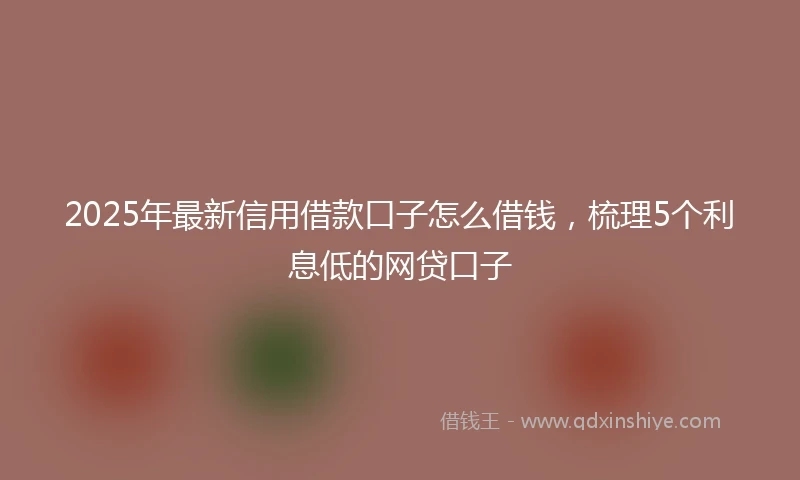 2025年最新信用借款口子怎么借钱，梳理5个利息低的网贷口子