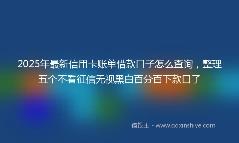 2025年最新信用卡账单借款口子怎么查询，整理五个不看征信无视黑白百分百下款口子