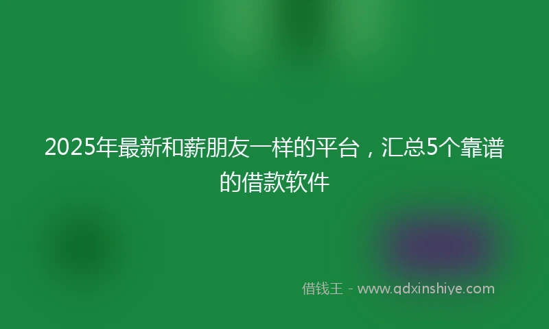 2025年最新和薪朋友一样的平台，汇总5个靠谱的借款软件