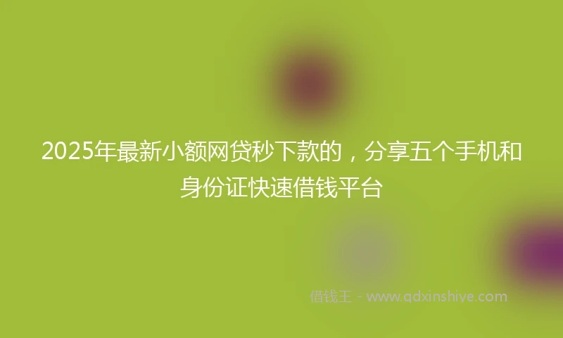2025年最新小额网贷秒下款的，分享五个手机和身份证快速借钱平台