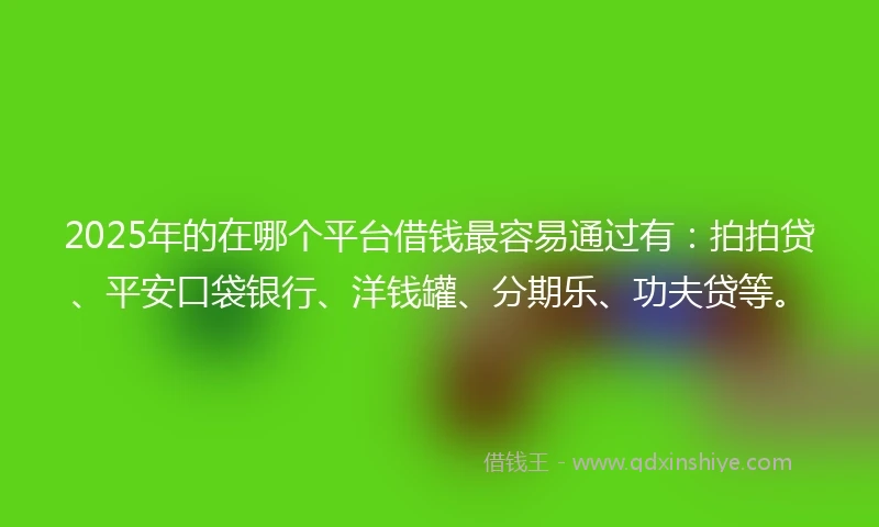 2025年的在哪个平台借钱最容易通过有：拍拍贷、平安口袋银行、洋钱罐、分期乐、功夫贷等。