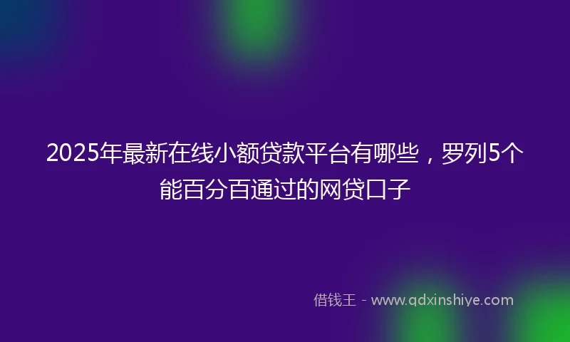 2025年最新在线小额贷款平台有哪些，罗列5个能百分百通过的网贷口子