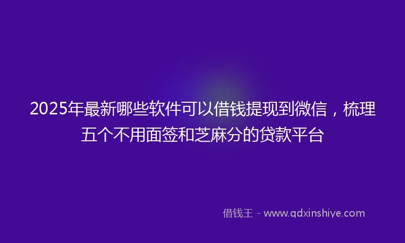 2025年最新哪些软件可以借钱提现到微信，梳理五个不用面签和芝麻分的贷款平台