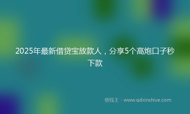 2025年最新借贷宝放款人，分享5个高炮口子秒下款