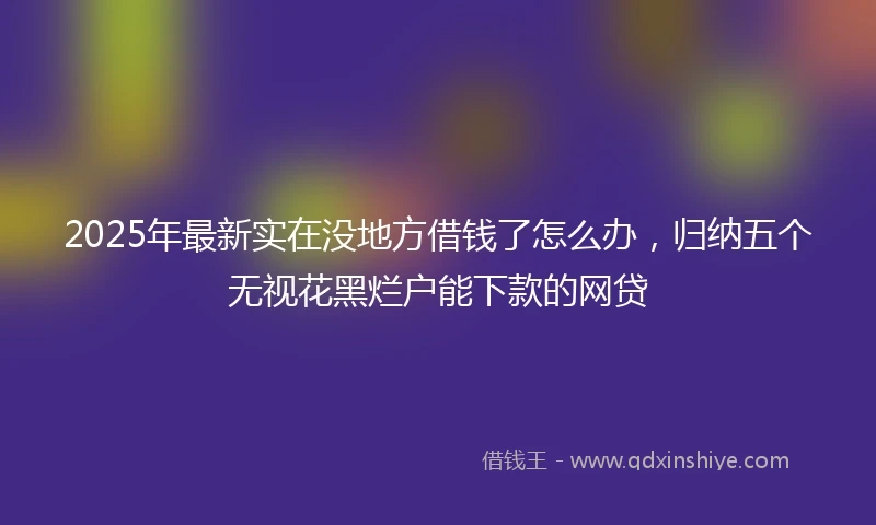 2025年最新实在没地方借钱了怎么办，归纳五个无视花黑烂户能下款的网贷