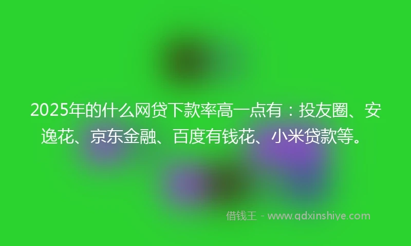 2025年的什么网贷下款率高一点有：投友圈、安逸花、京东金融、百度有钱花、小米贷款等。