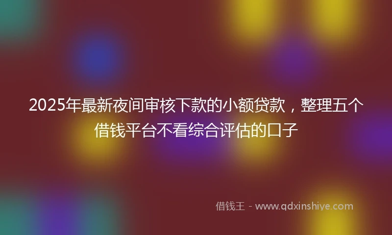2025年最新夜间审核下款的小额贷款，整理五个借钱平台不看综合评估的口子