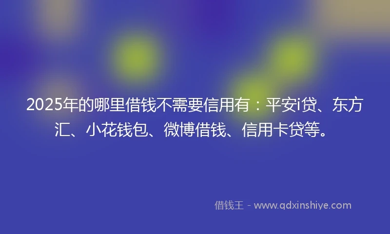 2025年的哪里借钱不需要信用有：平安i贷、东方汇、小花钱包、微博借钱、信用卡贷等。
