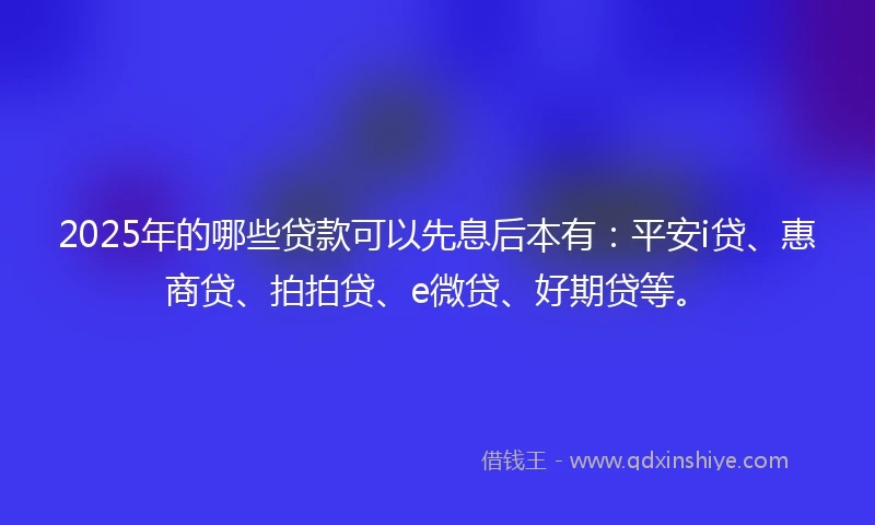 2025年的哪些贷款可以先息后本有：平安i贷、惠商贷、拍拍贷、e微贷、好期贷等。