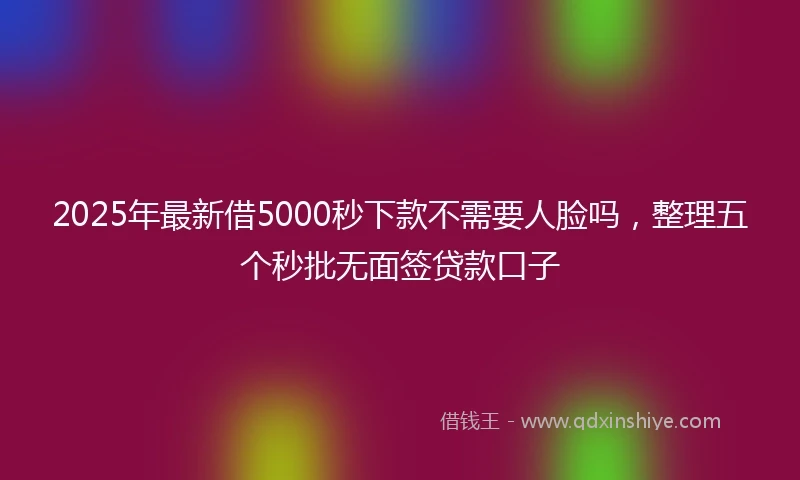 2025年最新借5000秒下款不需要人脸吗，整理五个秒批无面签贷款口子