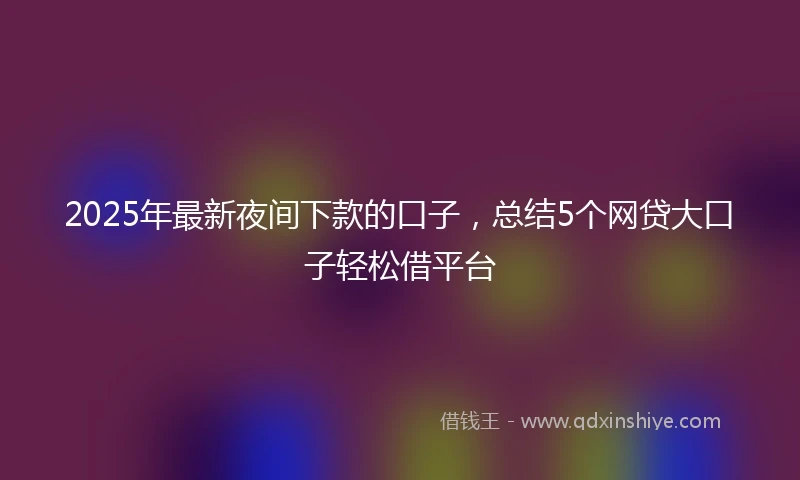 2025年最新夜间下款的口子，总结5个网贷大口子轻松借平台