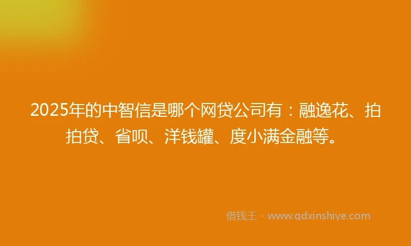 2025年的中智信是哪个网贷公司有：融逸花、拍拍贷、省呗、洋钱罐、度小满金融等。