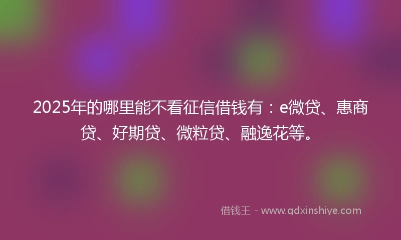 2025年的哪里能不看征信借钱有：e微贷、惠商贷、好期贷、微粒贷、融逸花等。