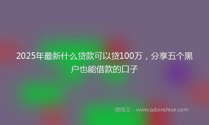 2025年最新什么贷款可以贷100万，分享五个黑户也能借款的口子