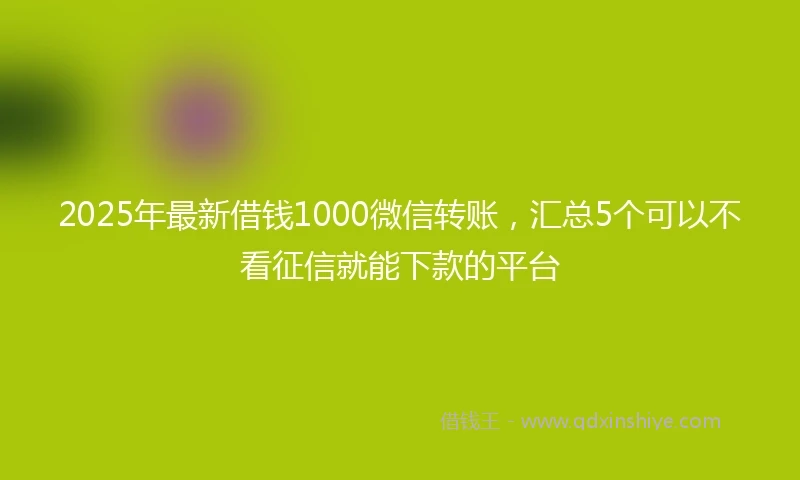 2025年最新借钱1000微信转账，汇总5个可以不看征信就能下款的平台