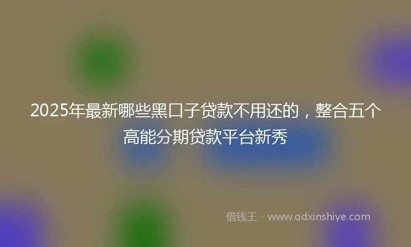 2025年最新哪些黑口子贷款不用还的，整合五个高能分期贷款平台新秀