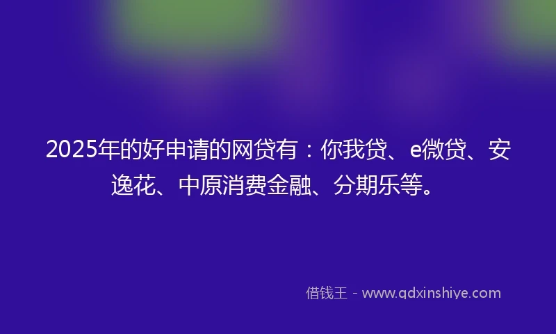 2025年的好申请的网贷有：你我贷、e微贷、安逸花、中原消费金融、分期乐等。