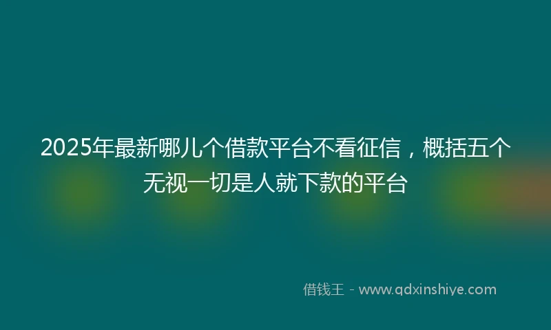 2025年最新哪儿个借款平台不看征信，概括五个无视一切是人就下款的平台