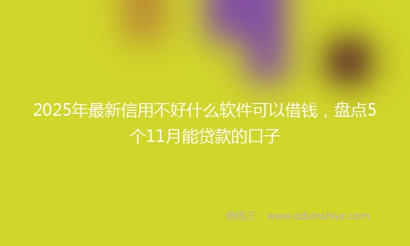 2025年最新信用不好什么软件可以借钱，盘点5个11月能贷款的口子