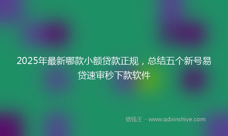 2025年最新哪款小额贷款正规，总结五个新号易贷速审秒下款软件