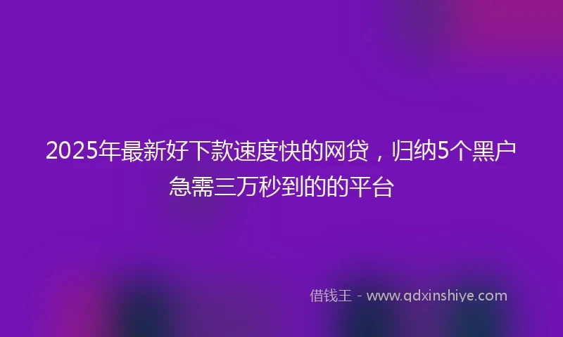2025年最新好下款速度快的网贷，归纳5个黑户急需三万秒到的的平台