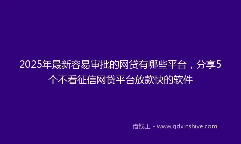 2025年最新容易审批的网贷有哪些平台，分享5个不看征信网贷平台放款快的软件