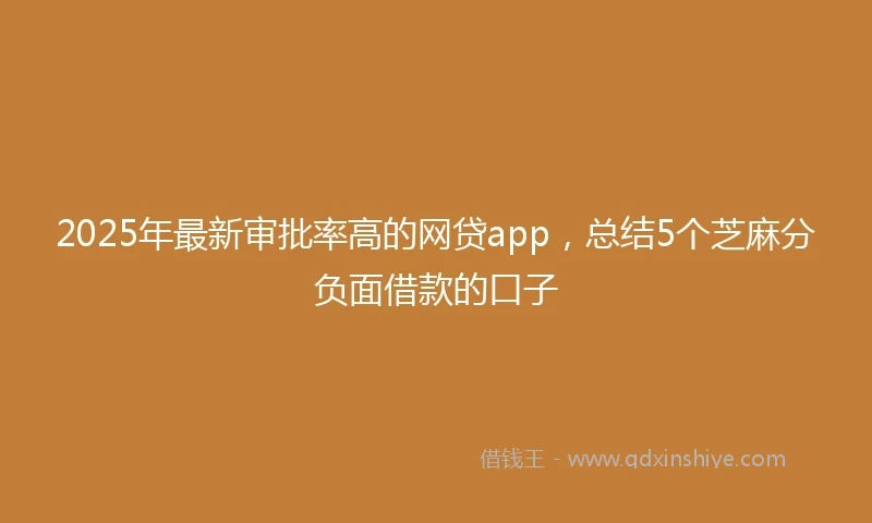 2025年最新审批率高的网贷app，总结5个芝麻分负面借款的口子