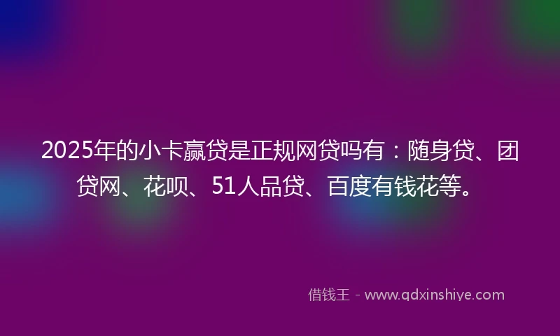 2025年的小卡赢贷是正规网贷吗有：随身贷、团贷网、花呗、51人品贷、百度有钱花等。