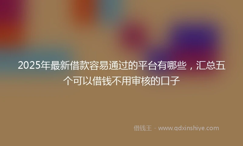 2025年最新借款容易通过的平台有哪些，汇总五个可以借钱不用审核的口子