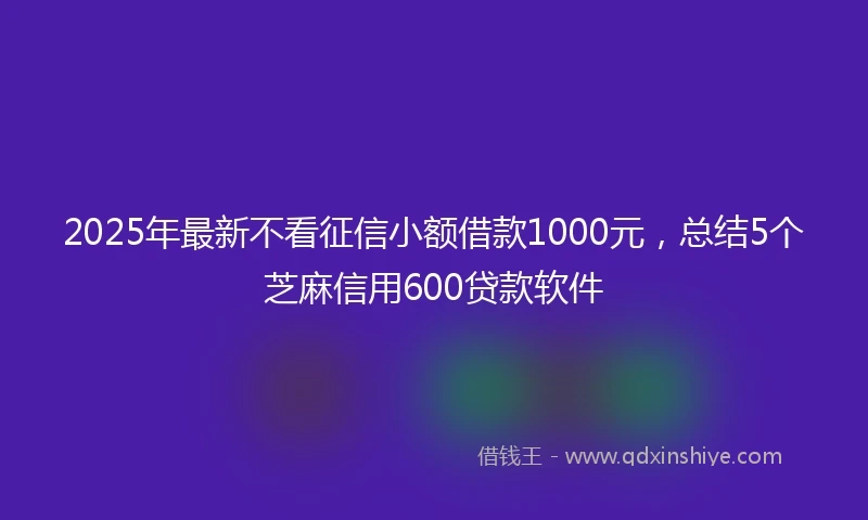 2025年最新不看征信小额借款1000元，总结5个芝麻信用600贷款软件